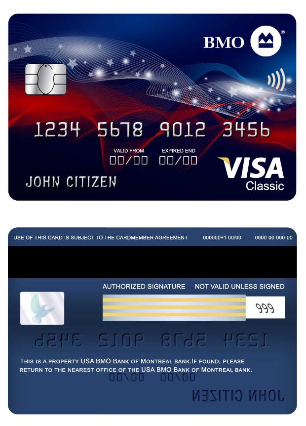 USA BMO Bank of Montreal bank visa classic card